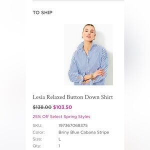 Lilly Pulitzer Blue and White Striped Blouse